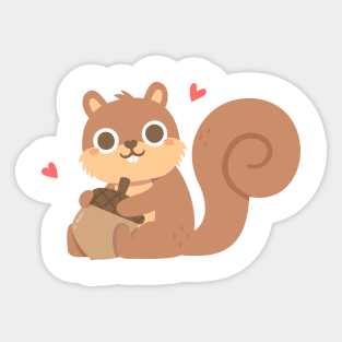 Cute Squirrel With Acorn Sticker
